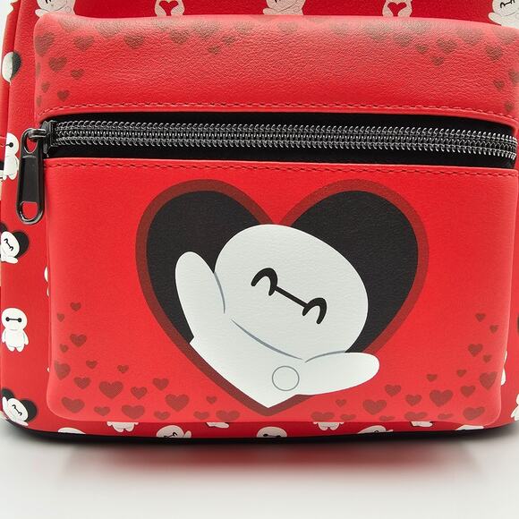 Loungefly Disney Big Hero 6 Baymax Love All Over Print Red Mini Backpack Bag - Picture 6 of 7